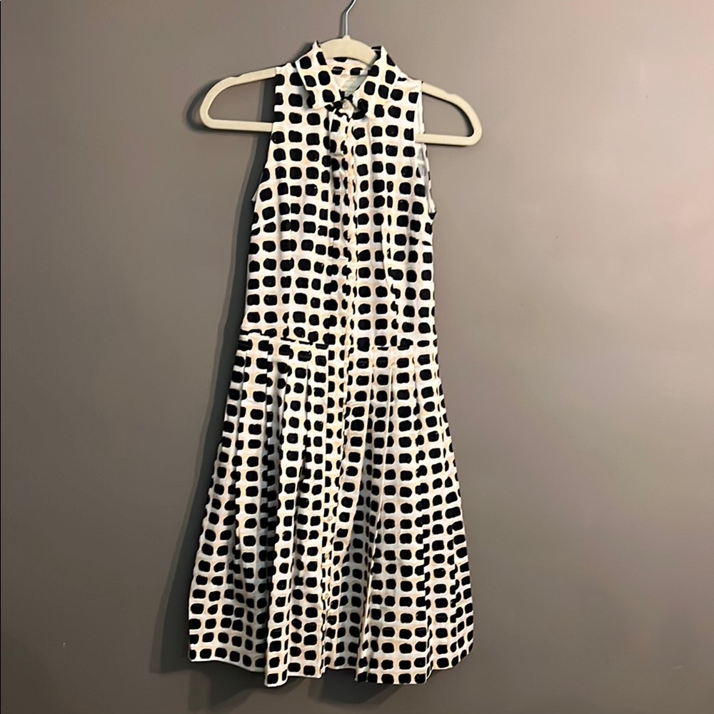 Kate Spade Island Stamp Black, Peach and White Sleeveless Shirtdress